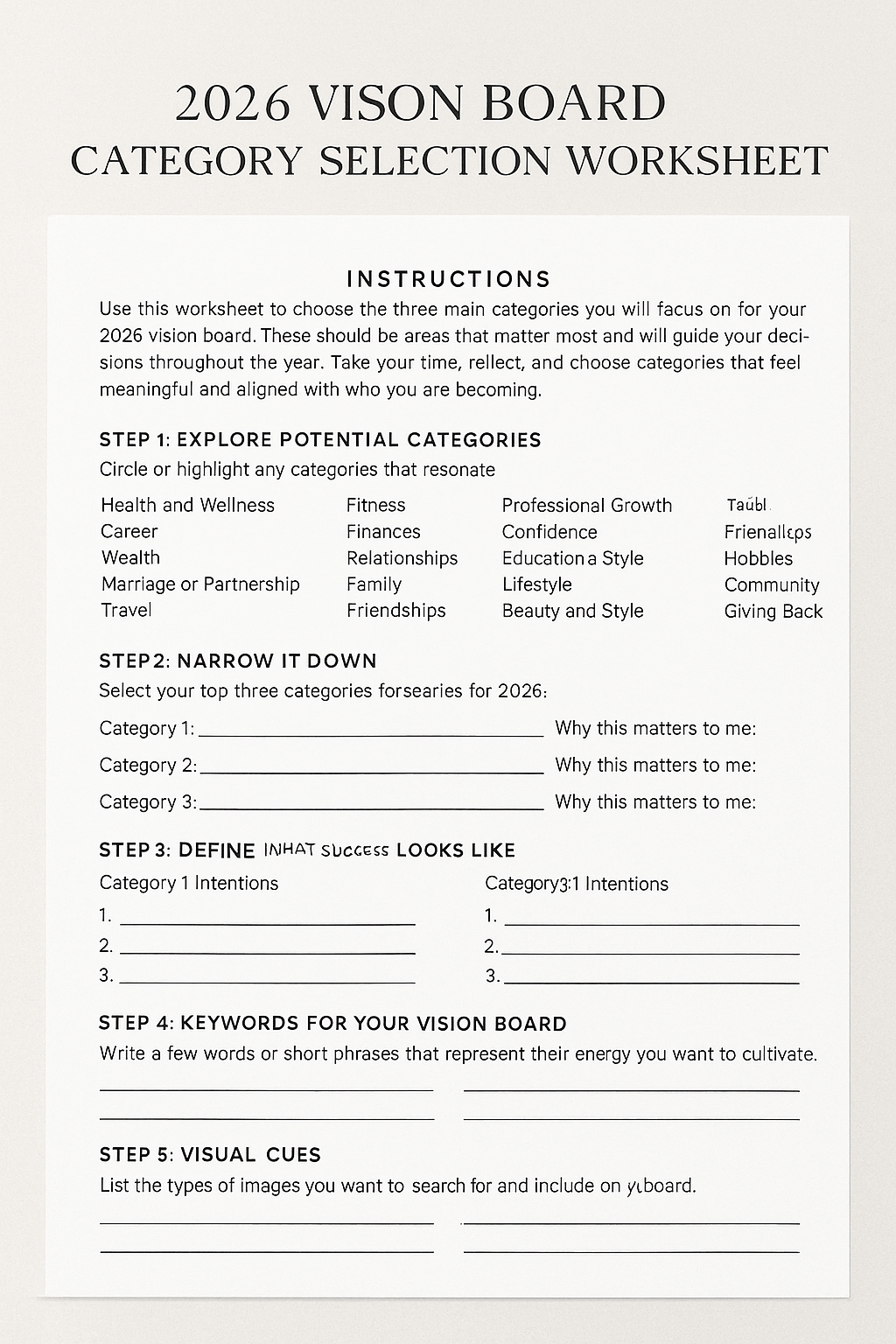 Vision Board Printable